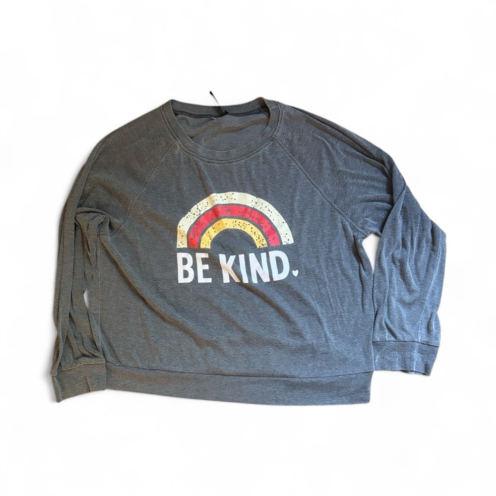 🌈 3/$20 Rainbow be kind grey crew neck sweater